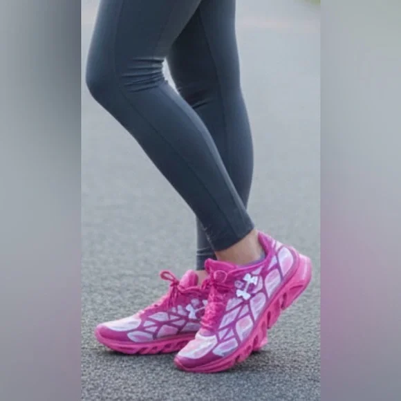 Under Armour Spine Youth Pink & White Running Sneakers Size 6.5Y / Women’s 7.5/8 - Picture 2 of 15